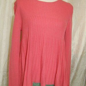 Sundance Catalog Women's Size Petite S Pink Ribbed Swing Sweater Wool/Cashmere
